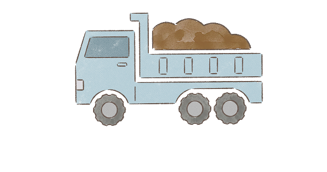 トラックで堆肥を運ぶイラスト